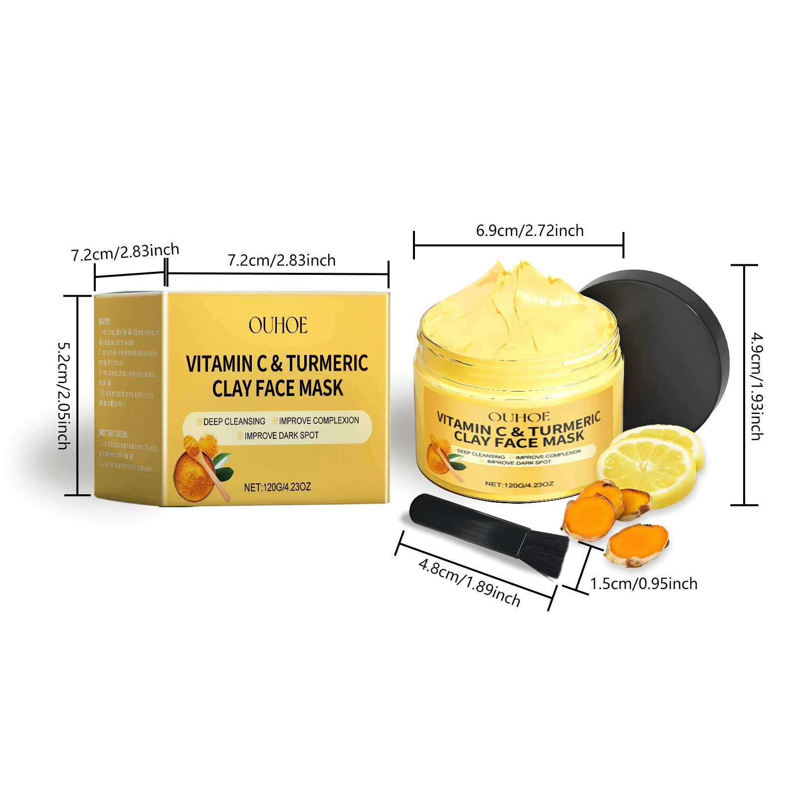Vitamin C Turmeric Clay Face Mask 120g Brightening Pore Cleansing Moisturizing Facial Treatment 1 vitamin c turmeric clay face mask 120g cih ytexkgsc desc 1