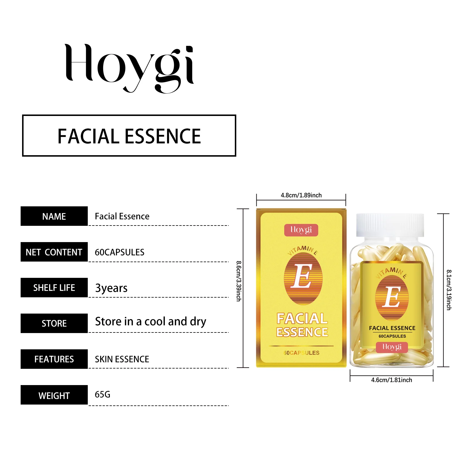 Hoygi Vitamin E Facial Moisturizing Capsules - Hydrating & Revitalizing Skin Essence 1 vitamin e facial moisturizing capsules cih vmz747u5 desc 1
