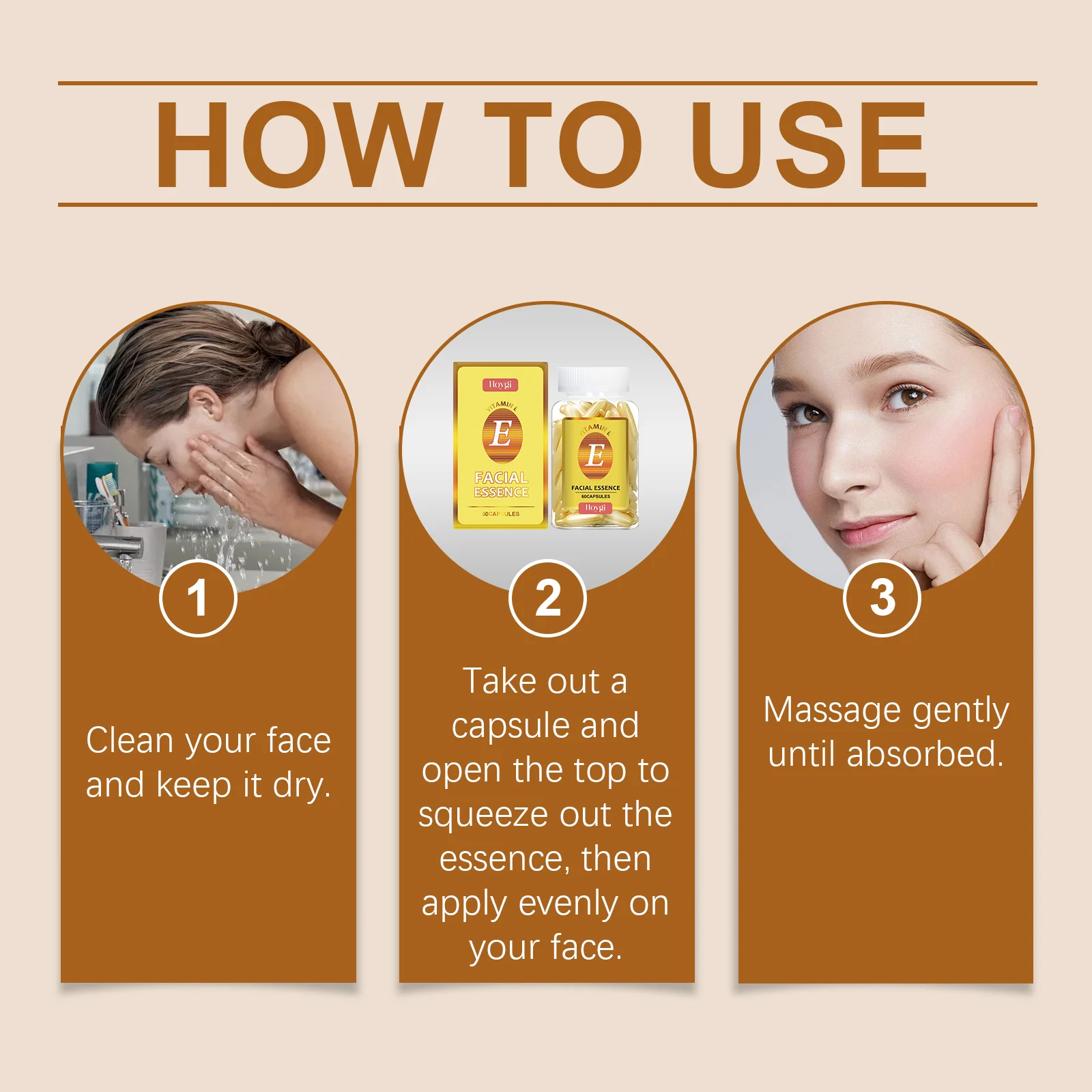 Hoygi Vitamin E Facial Moisturizing Capsules - Hydrating & Revitalizing Skin Essence 4 vitamin e facial moisturizing capsules cih vmz747u5 desc 4