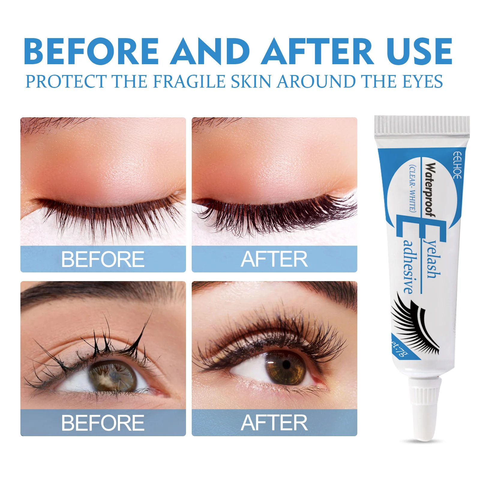 Waterproof Eyelash Glue Adhesive Clear White 7g for False Lashes Gentle Quick Dry 9 waterproof eyelash glue adhesive clear white 7g cih uuf4rbfb desc 9