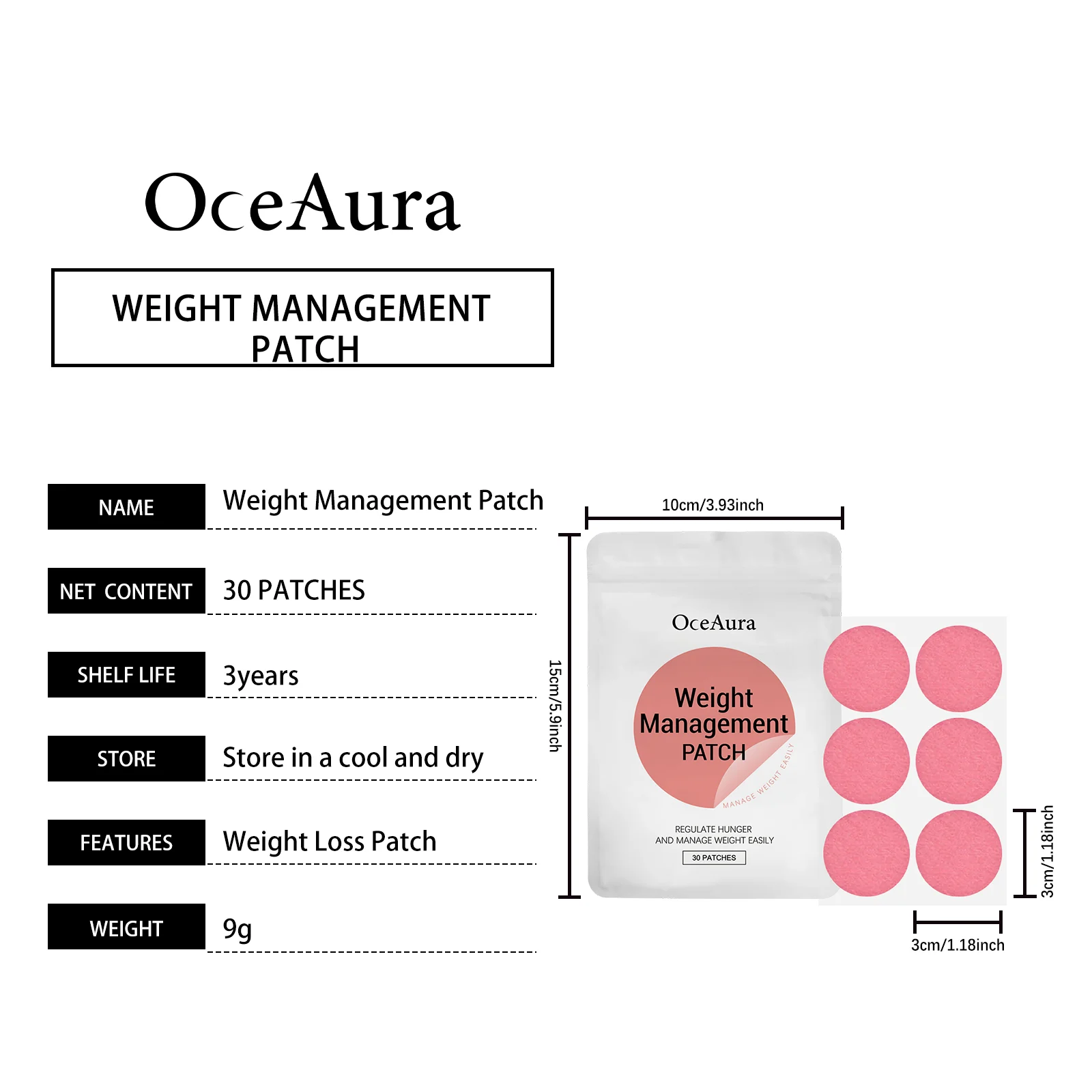 Weight Loss Patch for Body Slimming, Promotes Metabolism & Fat Burning, 30 Patches - OceAura 1 weight loss body slimming patch 30 patches cih 33fqjzxb desc 1
