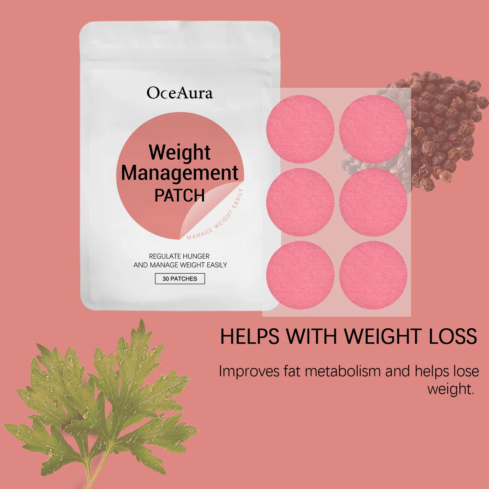 Weight Loss Patch for Body Slimming, Promotes Metabolism & Fat Burning, 30 Patches - OceAura 6 weight loss body slimming patch 30 patches cih 33fqjzxb desc 6