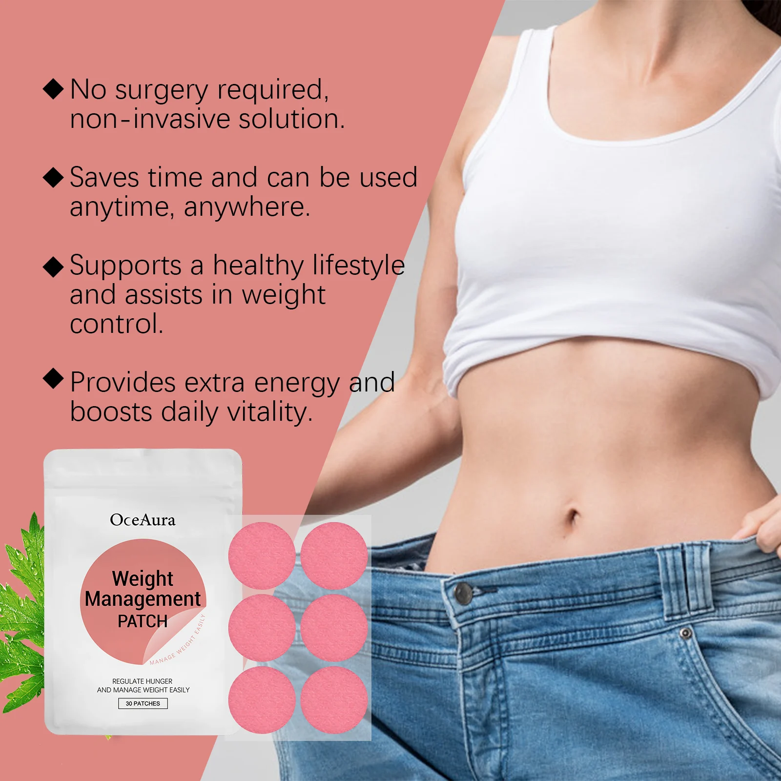 Weight Loss Patch for Body Slimming, Promotes Metabolism & Fat Burning, 30 Patches - OceAura 8 weight loss body slimming patch 30 patches cih 33fqjzxb desc 8