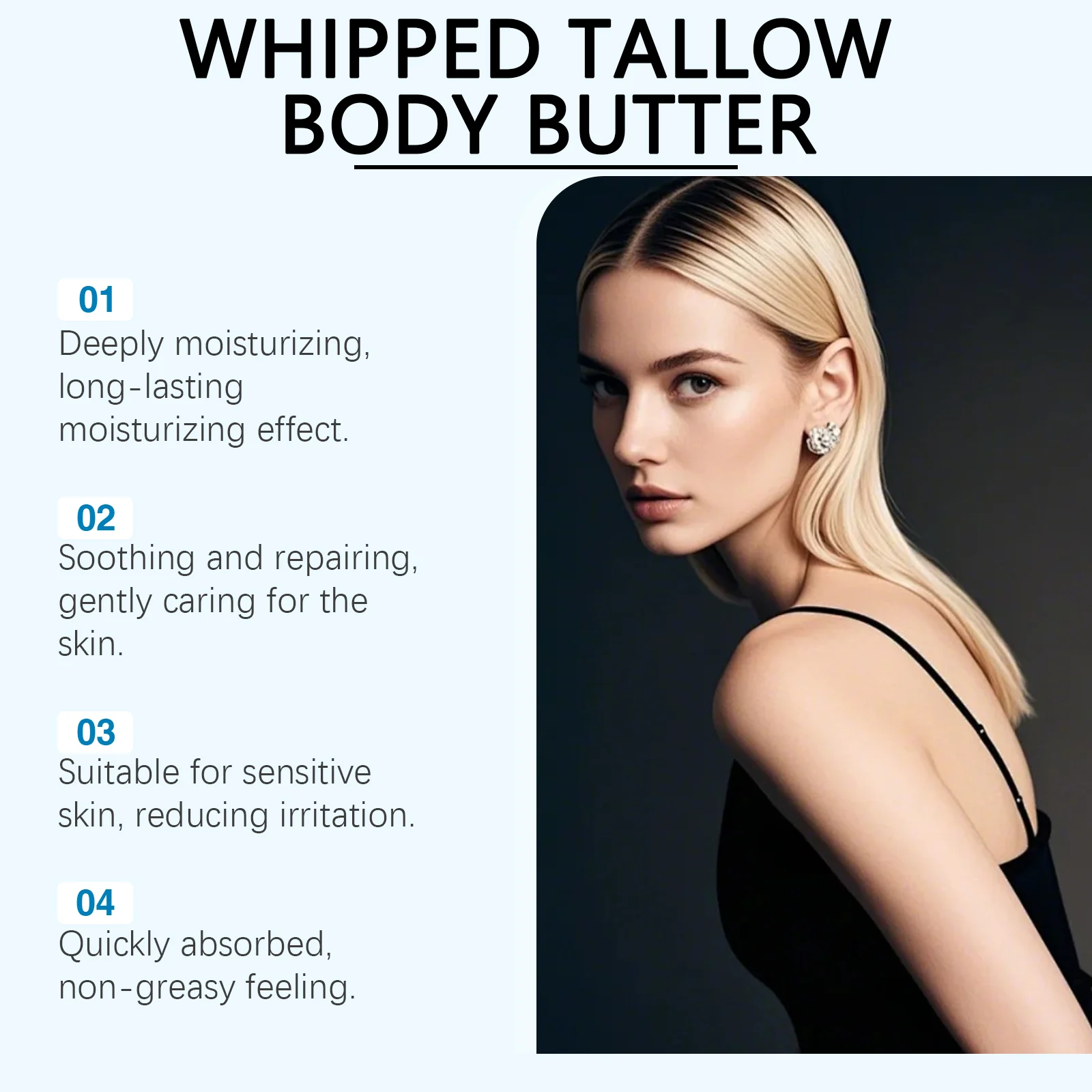 OceAura Whipped Tallow Body Butter | Moisturizing Cream for Sensitive Skin, Non-Greasy, Quick Absorption 6 whipped tallow body butter der k8pceg3w desc 6