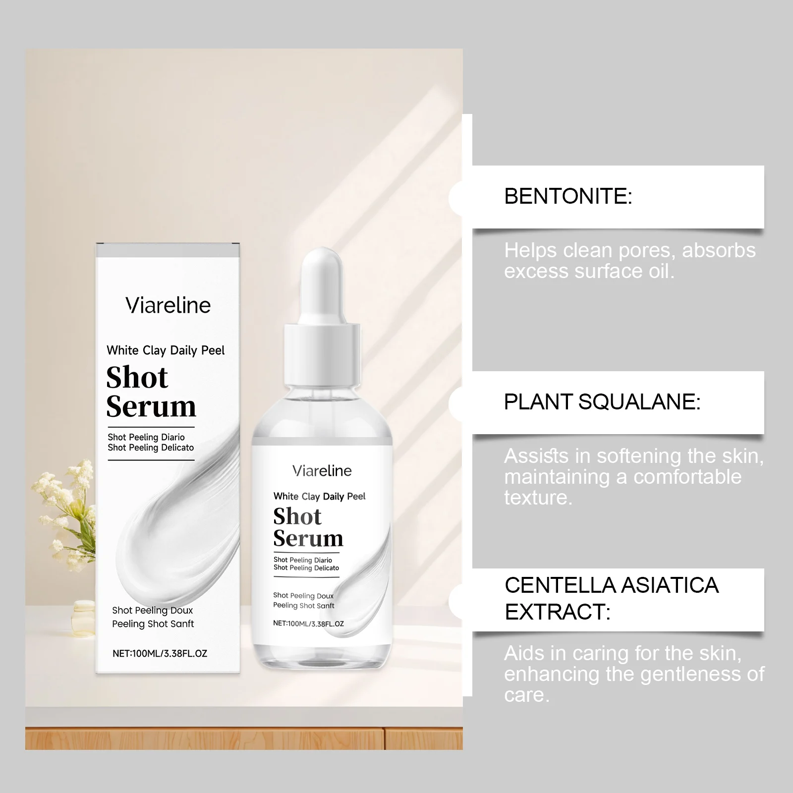 White Clay Daily Peel Shot Serum 100ml, Gentle Exfoliating Pore Purifying & Brightening Facial Treatment 10 white clay daily peel shot serum 100ml der rhbpnfff desc 10