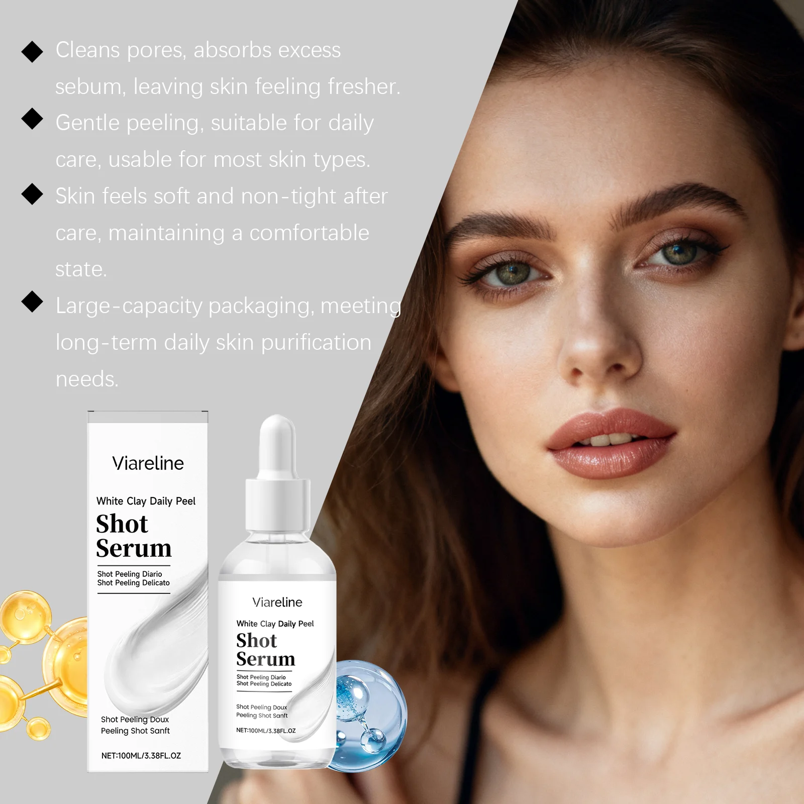 White Clay Daily Peel Shot Serum 100ml, Gentle Exfoliating Pore Purifying & Brightening Facial Treatment 5 white clay daily peel shot serum 100ml der rhbpnfff desc 5
