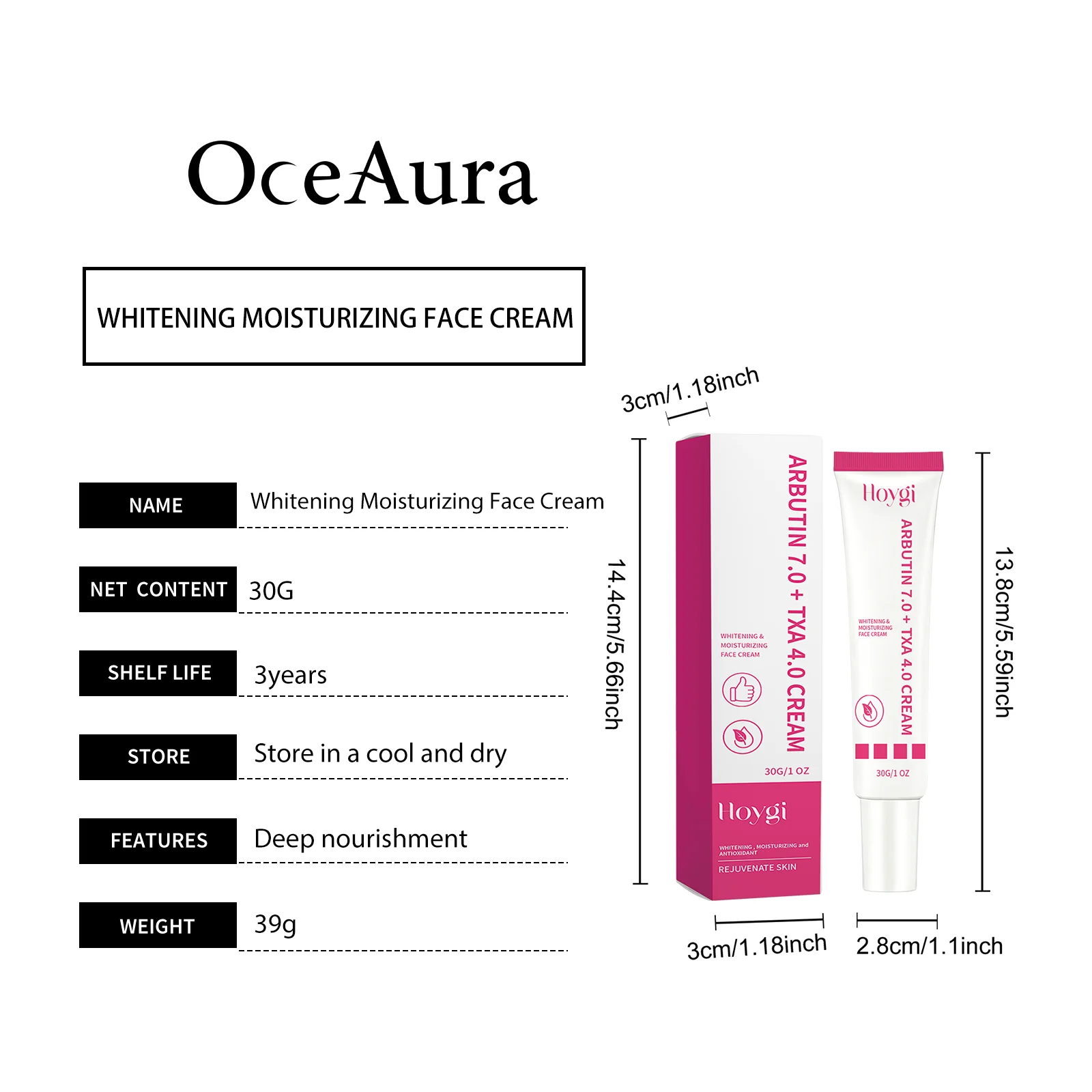 Whitening Moisturizing Face Cream with Arbutin & Tranexamic Acid 30g 1 whitening moisturizing face cream 30g cih fuvnrduu desc 1