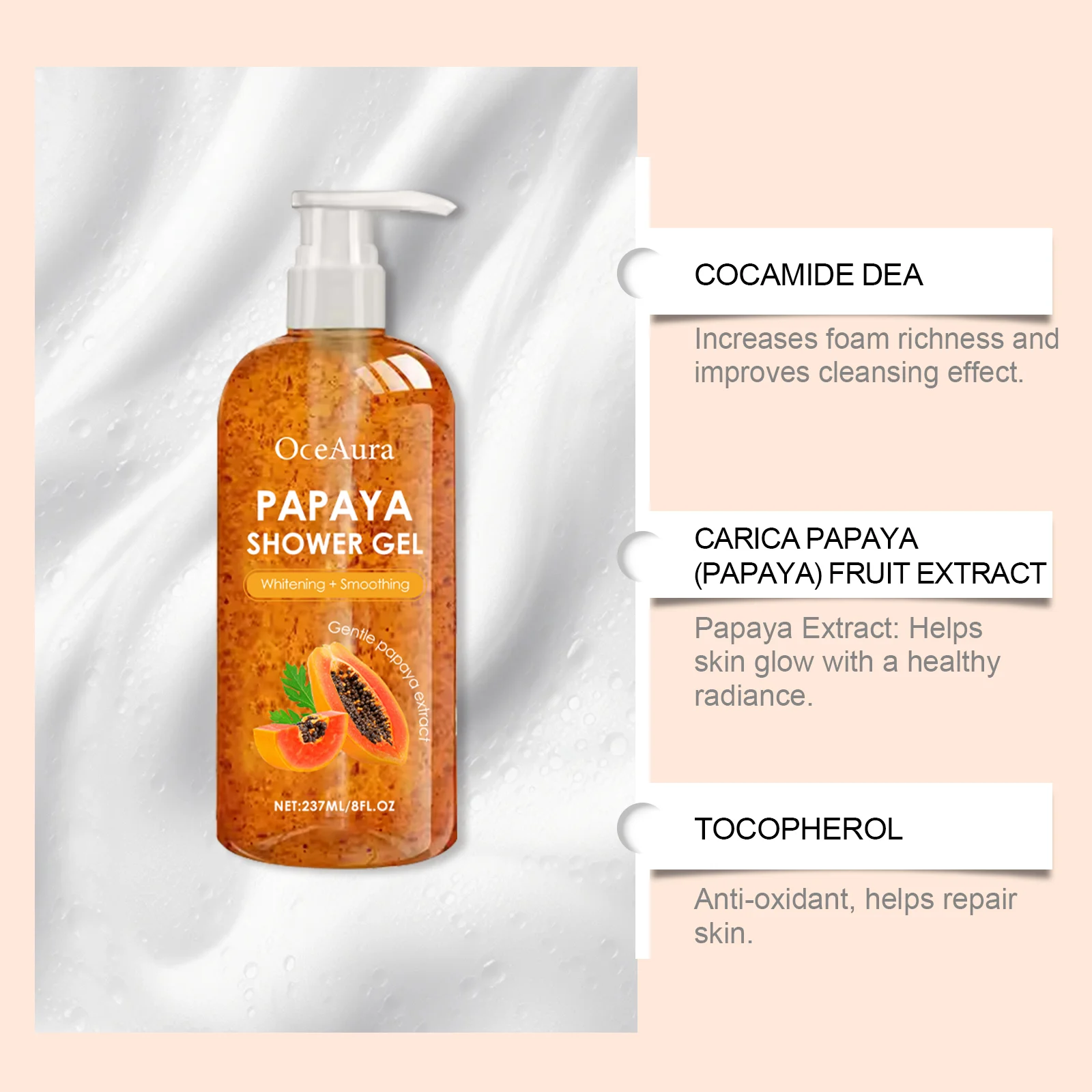 Whitening Shower Gel 237ml with Papaya Extract for Smooth, Bright & Fragrant Skin 5 whitening shower gel papaya extract 237ml cih dq9nrb28 desc 5