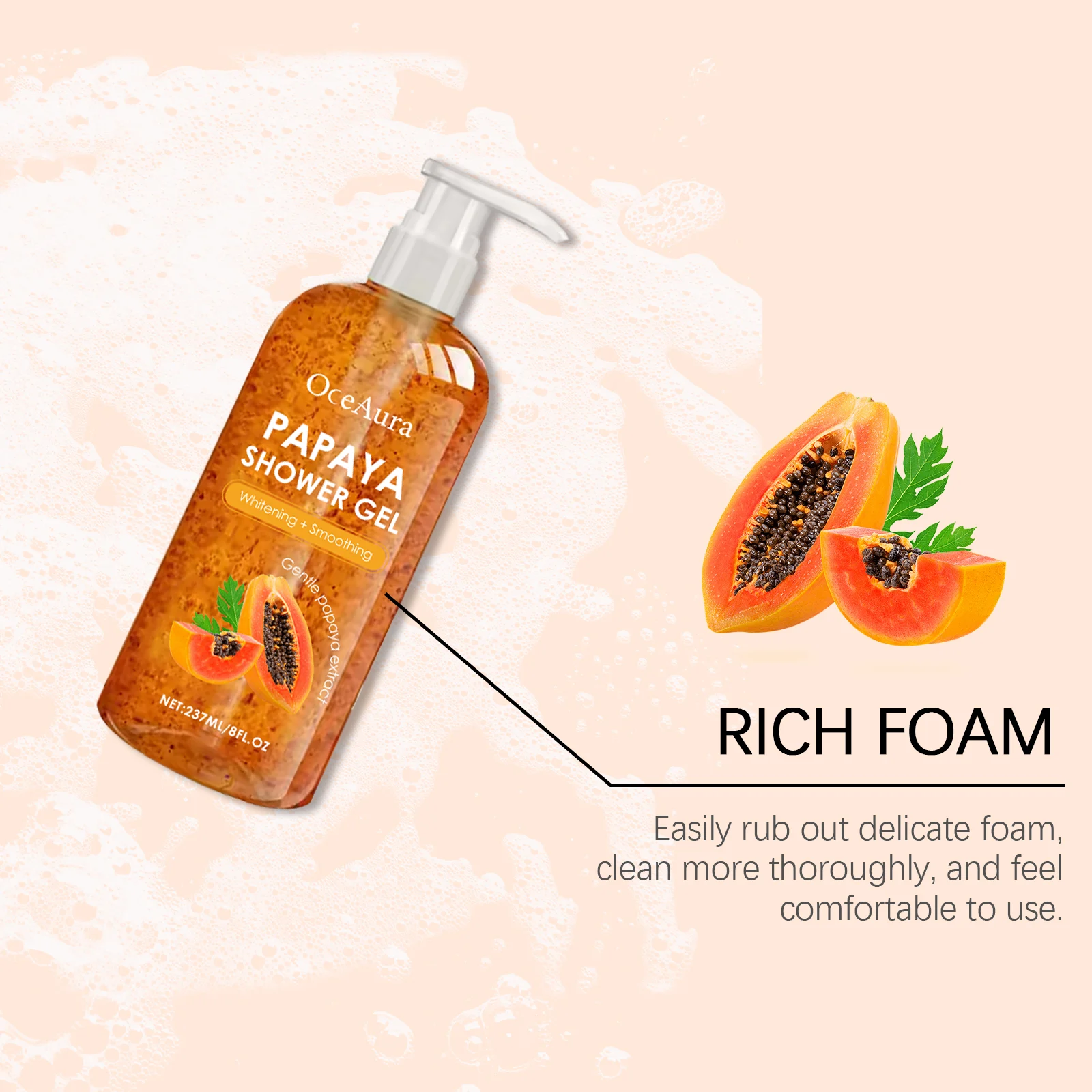 Whitening Shower Gel 237ml with Papaya Extract for Smooth, Bright & Fragrant Skin 7 whitening shower gel papaya extract 237ml cih dq9nrb28 desc 7