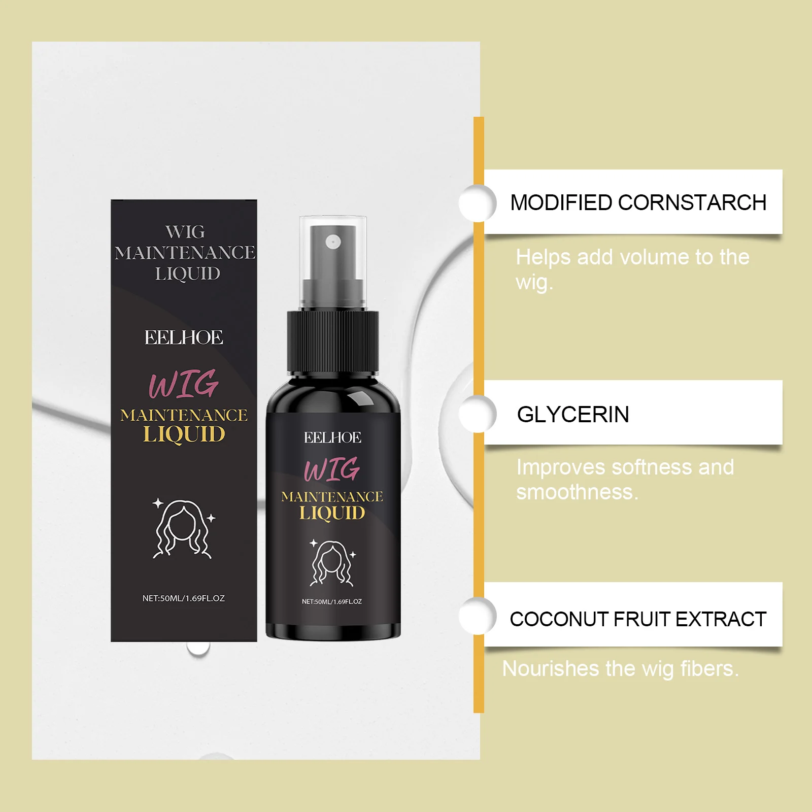 Wig Volumizing Spray for Synthetic Wigs - Gentle Frizz Control & Smoothness 50ml 8 wig volumizing spray frizz control smoothness 50ml cih mbf57rxw desc 8