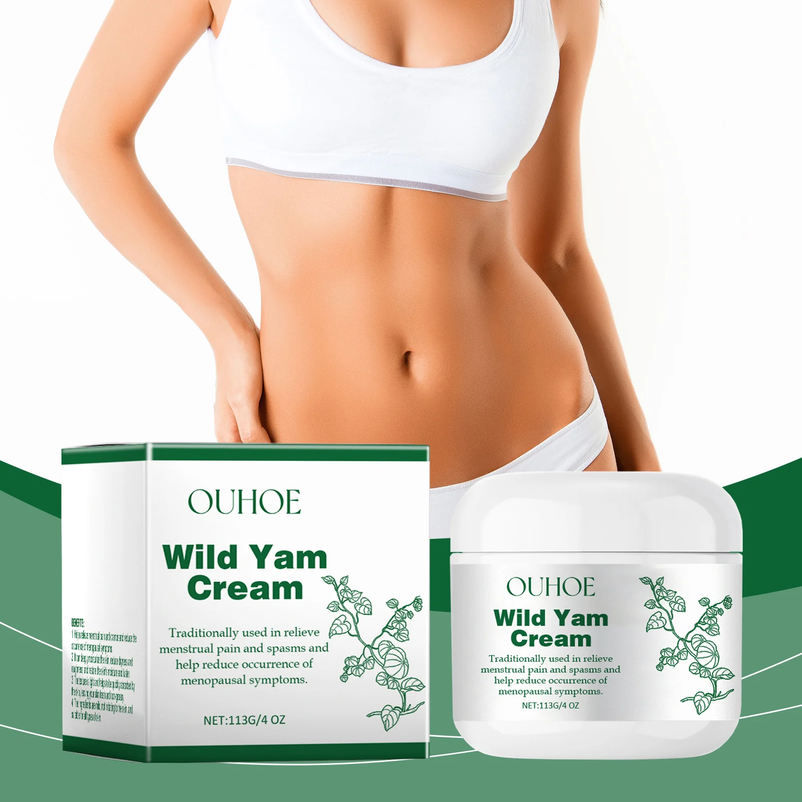 Wild Yam Cream for Menstrual Cramp Relief & Skin Nourishment 113g 2 wild yam cream menstrual cramp relief 113g cih v4yvhsmc desc 2