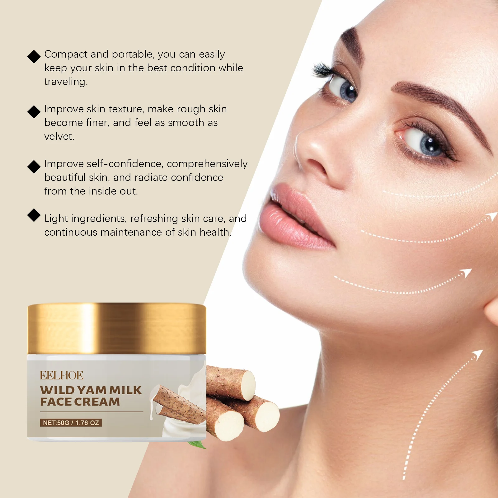 Wild Yam Milk Face Cream 50g Deep Moisturizing, Anti-Wrinkle & Brightening Daily Skincare 5 wild yam milk face cream 50g cih wxw2wswf desc 5