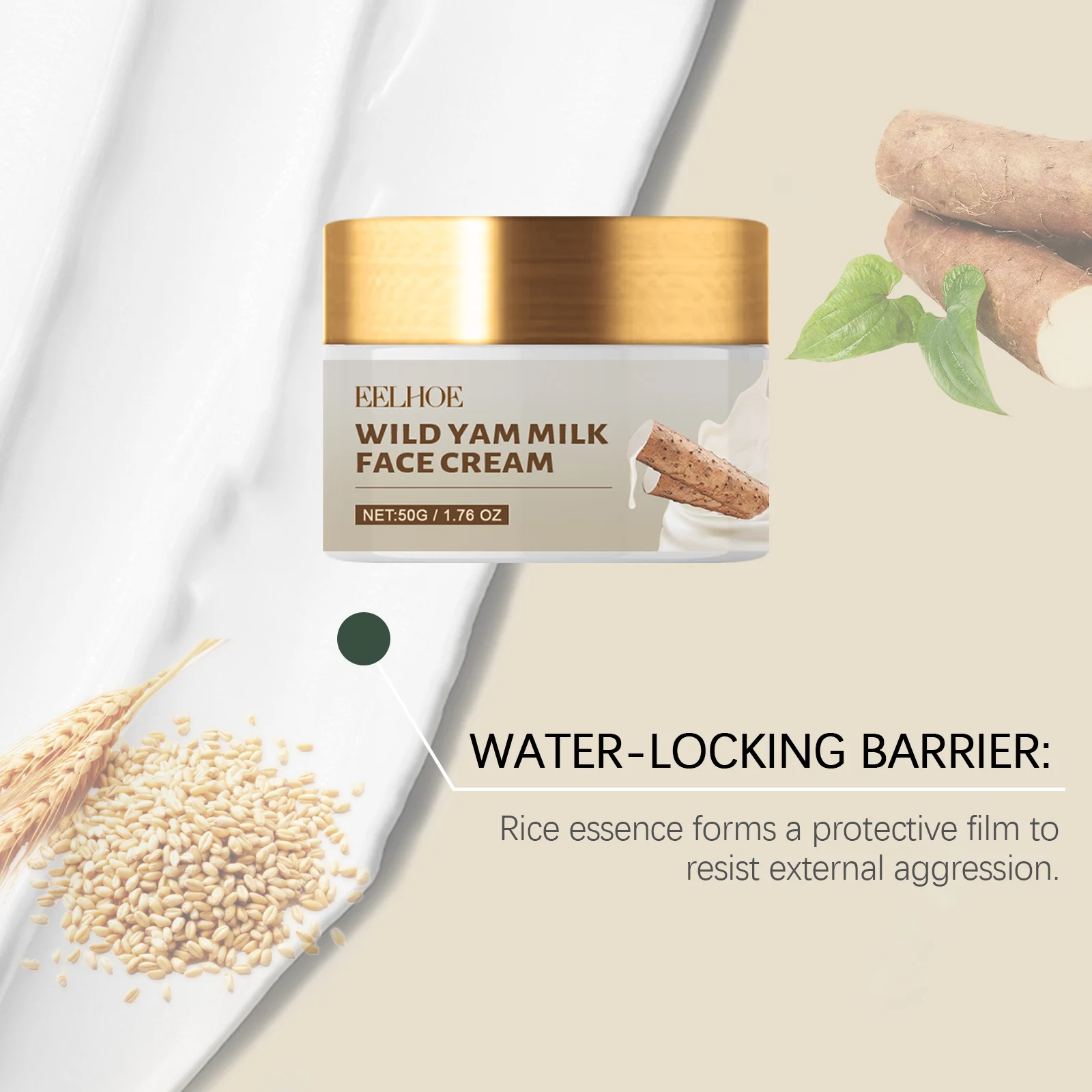 Wild Yam Milk Face Cream 50g Deep Moisturizing, Anti-Wrinkle & Brightening Daily Skincare 6 wild yam milk face cream 50g cih wxw2wswf desc 6